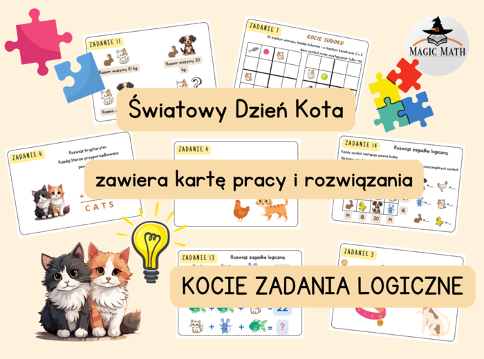 KOCIE ZADANIA i ZAGADKI LOGICZNE, Światowy Dzień Kota