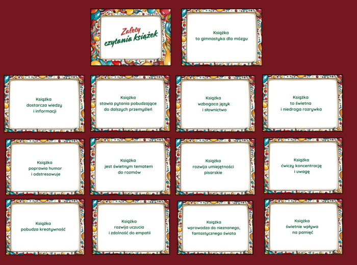 ZALETY CZYTANIA KSIĄŻEK - gazetka - biblioteka - język polski - 14 stron - wersja 2
