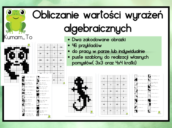 Kodowanka- wartości wyrażeń algebraicznych