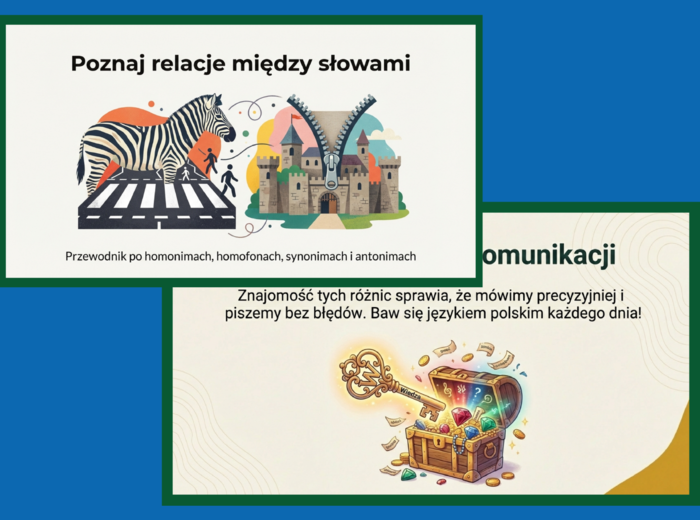 📚✨ Homonimy, antonimy, synonimy, homofony – SŁOWNICTWO - prezentacja – 16 slajdów