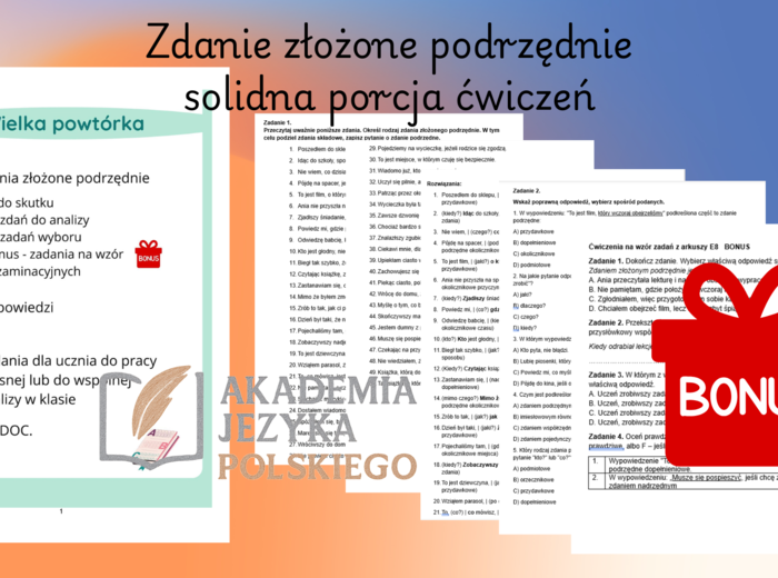 Zdanie złożone podrzędnie  ĆWICZENIA
