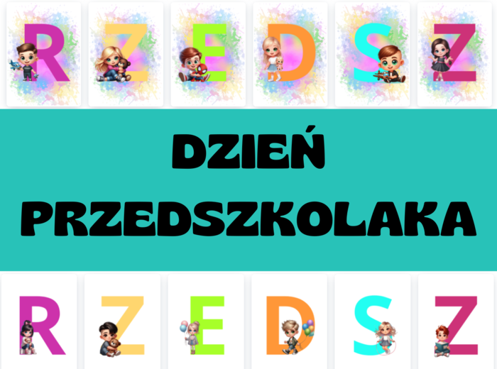 Dzień przedszkolaka girlandy i napisy