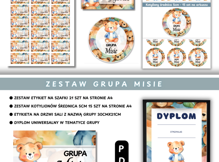 Zestawy grafik do własnego wydruku dla grup przedszkolnych GRUPA MISIE