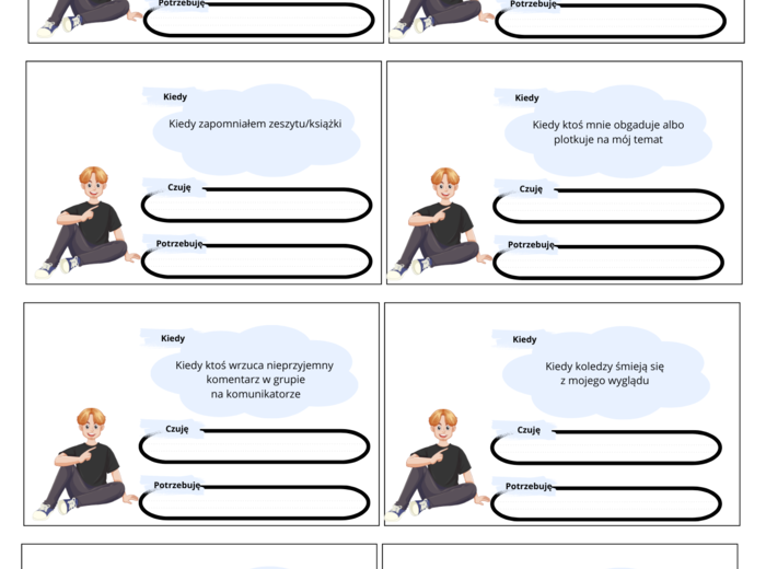 Karty "Kiedy... czuję... potrzebuję". Tus. Rewalidacja.