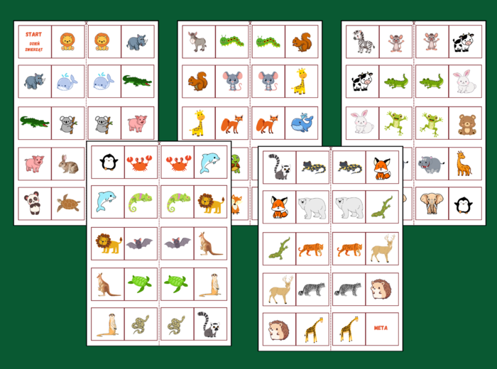 DZIEŃ ZWIERZĄT - domino obrazkowe - biblioteka