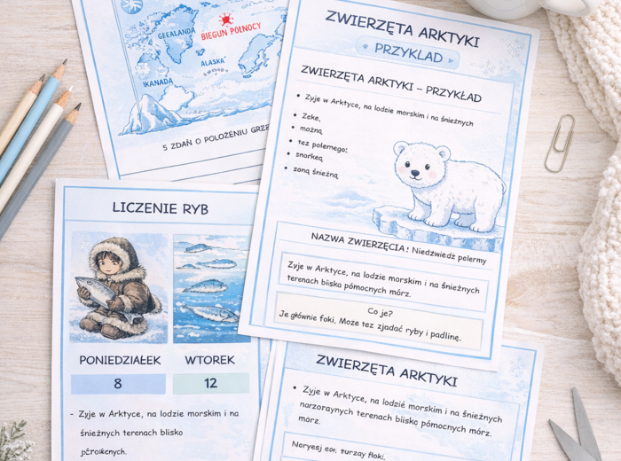 Anaruk i Arktyka – zestaw kart pracy dla klas 1–3