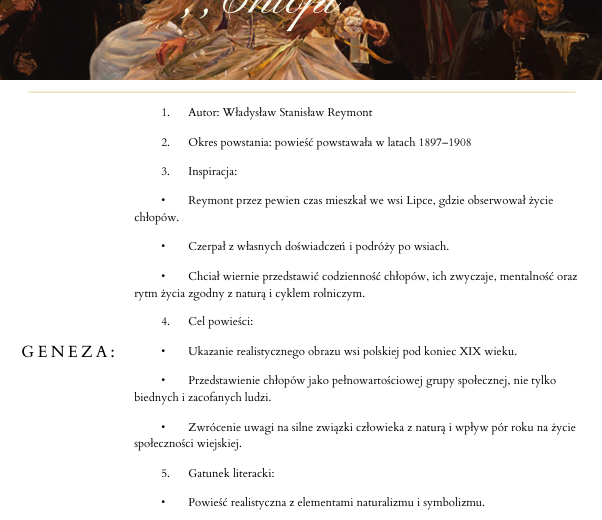 Opracowanie lektury ,,Chłopi"