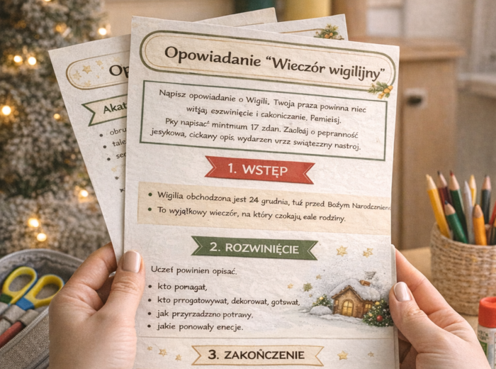 Świąteczne karty pracy: Wigilia