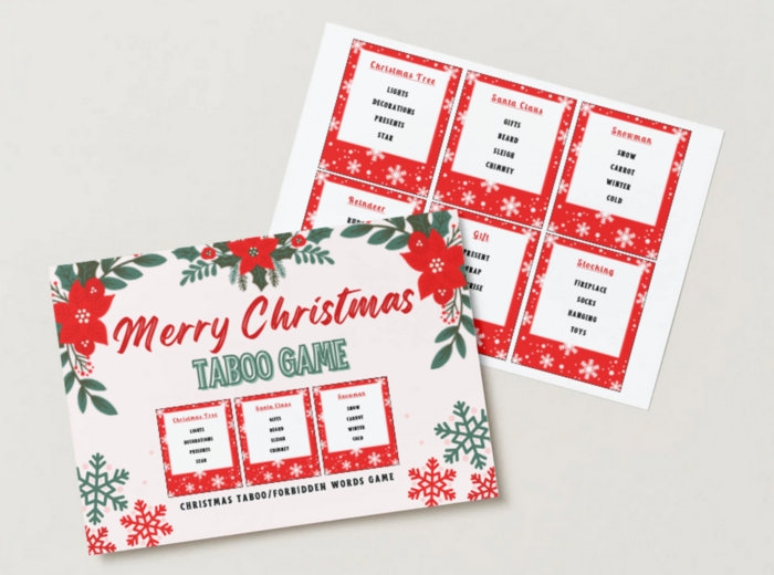 CHRISTMAS TABOO / FORBIDDEN WORDS ESL SPEAKING GAME – Świąteczna gra językowa po angielsku (120 kart, poziom A2-C1)