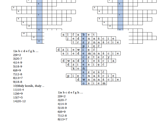 Matematyczny logogryf dla klasy 2 z hasłem Bezpieczeństwo