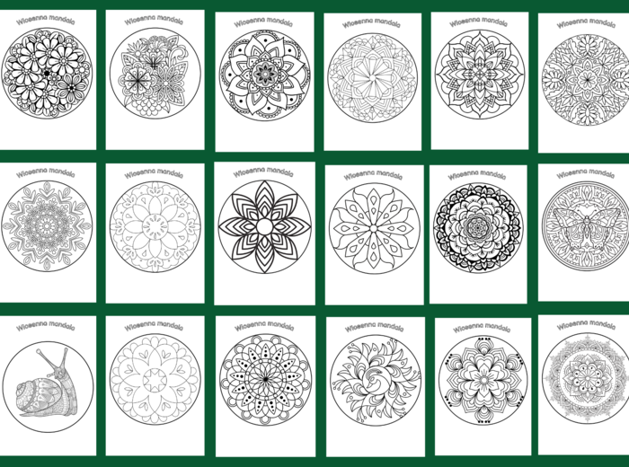 Wiosna – kolorowanka – MANDALA – biblioteka – świetlica – gazetka – mandale – kolorowanki - 52 szt.