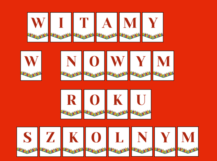 POWRÓT DO SZKOŁY – girlanda – napis – gazetka - szkoła - wersja 2