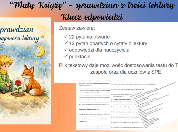 "Mały Książę" - sprawdzian z treści lektury