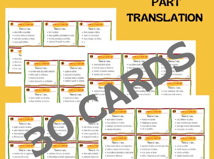 THERE IS... THERE ARE... PART TRANSLATION CARDS
