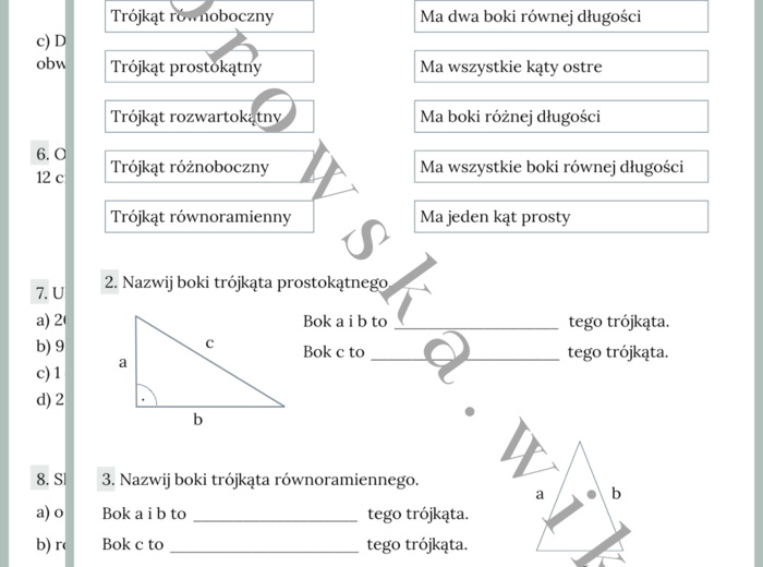 Trójkąty - karta pracy