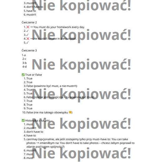 Karta pracy: Must czy Have to? B1