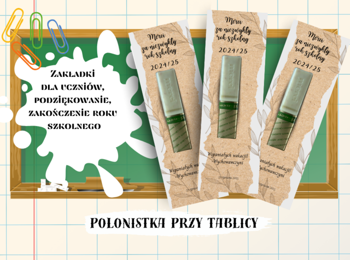 Zakładki dla uczniów, podziękowanie, zakończenie roku szkolnego, merci