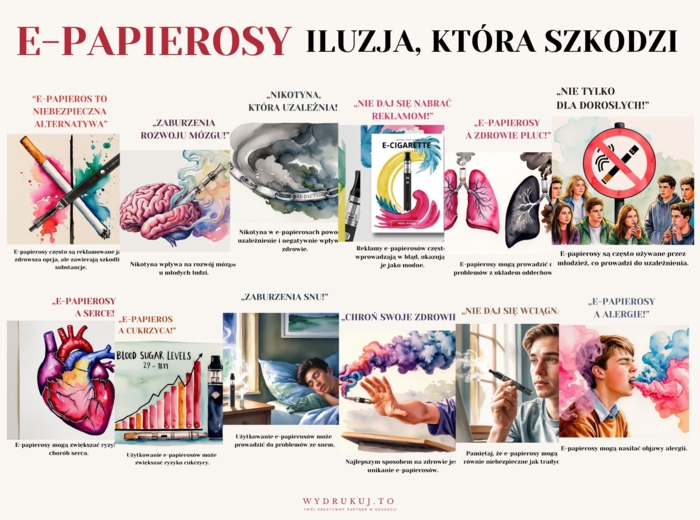 "E-papierosy: iluzja, która szkodzi" – gazetka edukacyjna