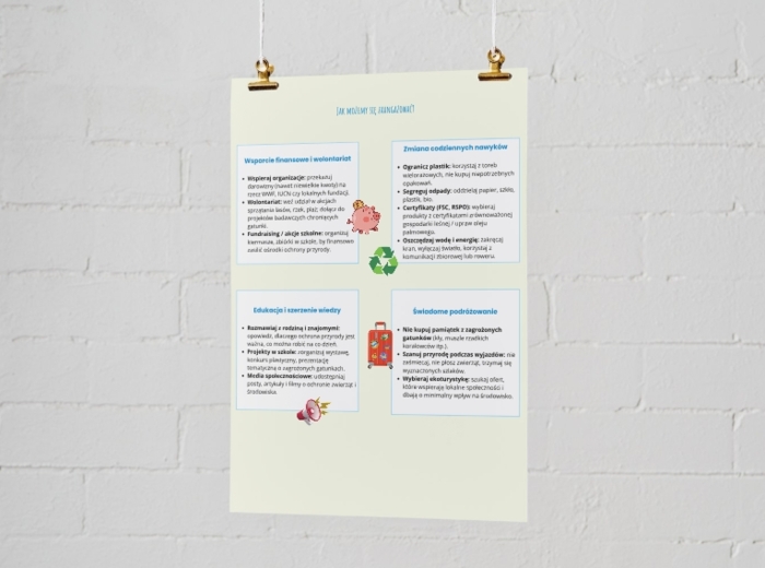 Plakat o zagrożonych gatunkach