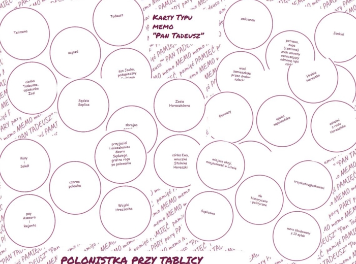"Pan Tadeusz" - pary - karty typu memo, memory