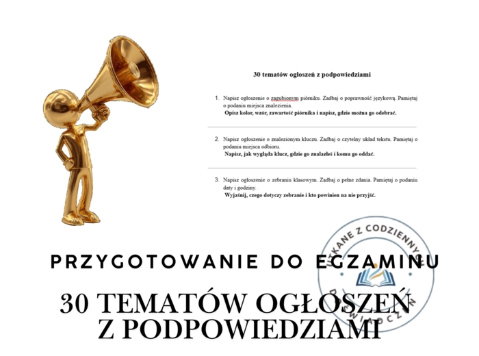 30 tematów ogłoszeń z podpowiedziami