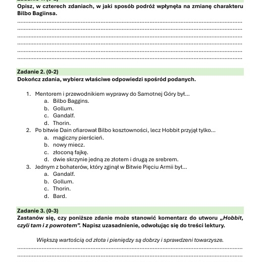 Zestaw lekturowy "Hobbit, czyli tam i z powrotem"