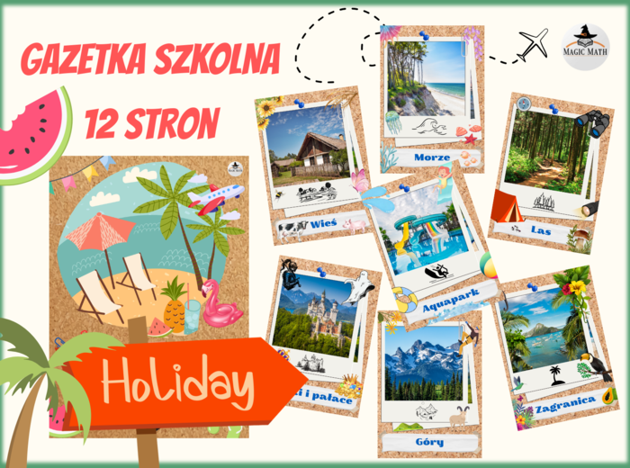 Kolorowa GAZETKA SZKOLNA „Dokąd na wakacje? Koniec roku szkolnego.