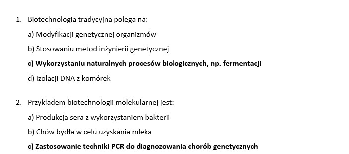 Test 1- biotechnologia i podstawy inżynierii genetycznej