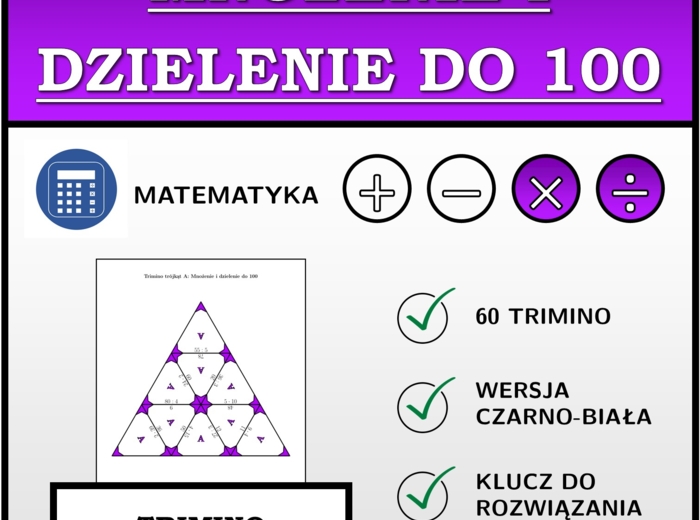 Trimino - Mnożenie i dzielenie do 100 | matematyka