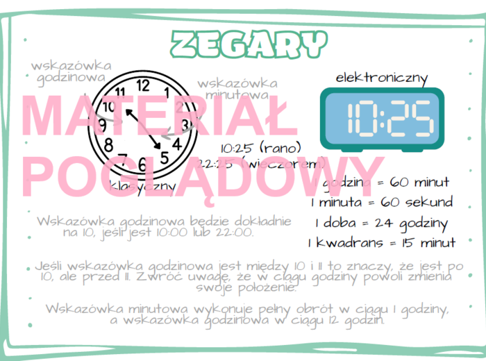 zegary - notatka + gra "Czarny Piotruś" kl. 4