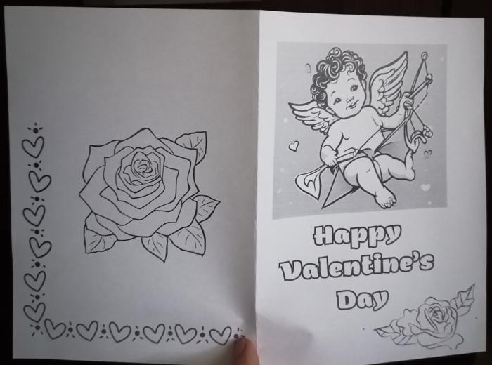 Kartka Walentynkowa do pokolorowania