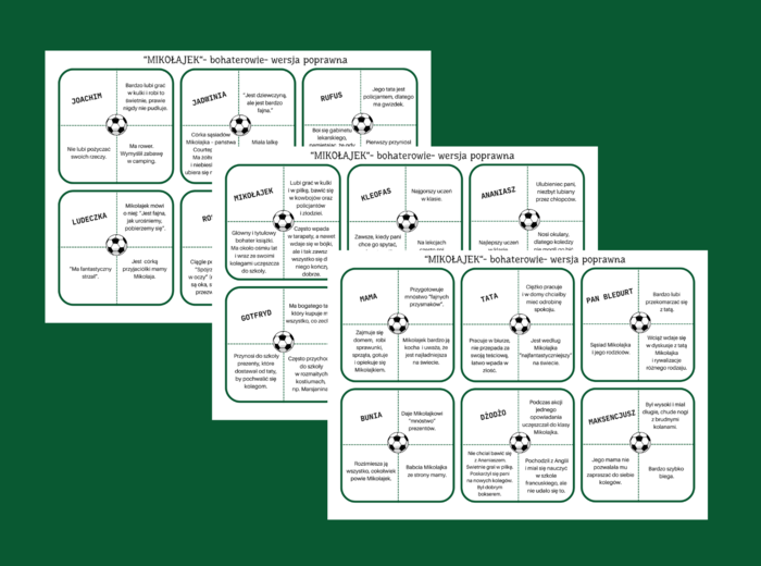 MIKOŁAJEK - bohaterowie - fiszki