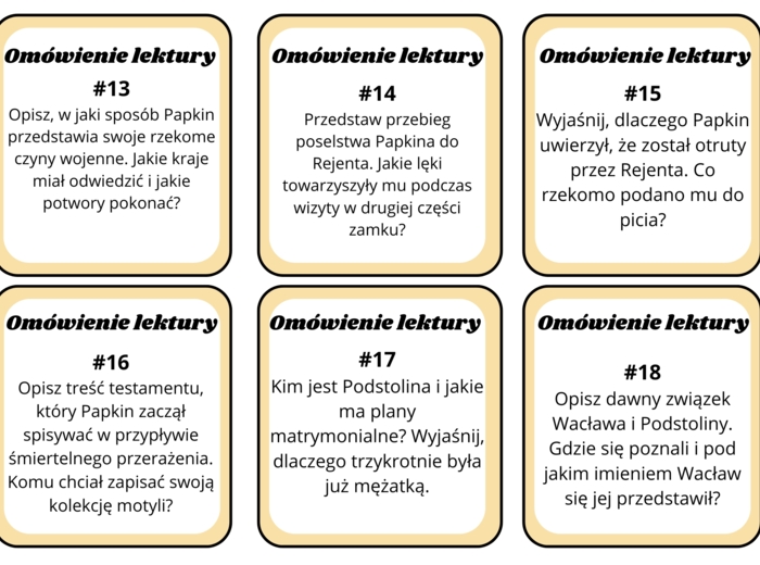 Zemsta Fredry - karty z pytaniami