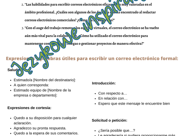 Hiszpański biznesowy – pisanie e-maili/worksheet/gotowa lekcja