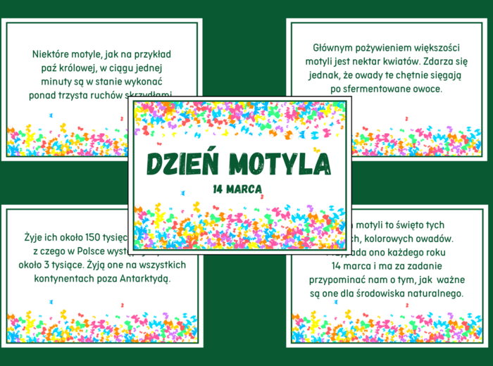 DZIEŃ MOTYLA - Ciekawostki o motylach - WIOSNA – gazetka – biblioteka – świetlica – 23 strony – wersja 3