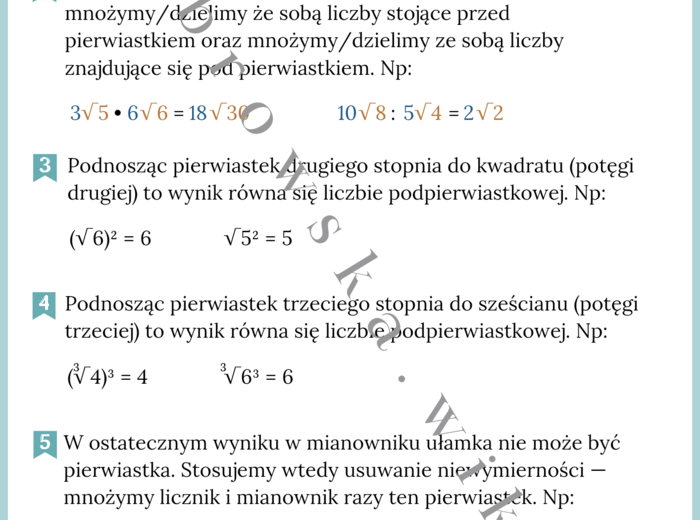 Działania na pierwiastkach - najważniejsze informacje