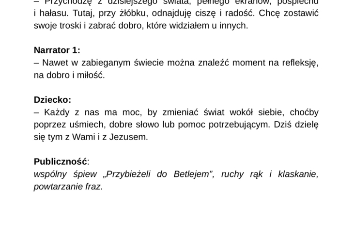 Scenariusz Jasełka - Polska przez wieki w drodze do Betlejem