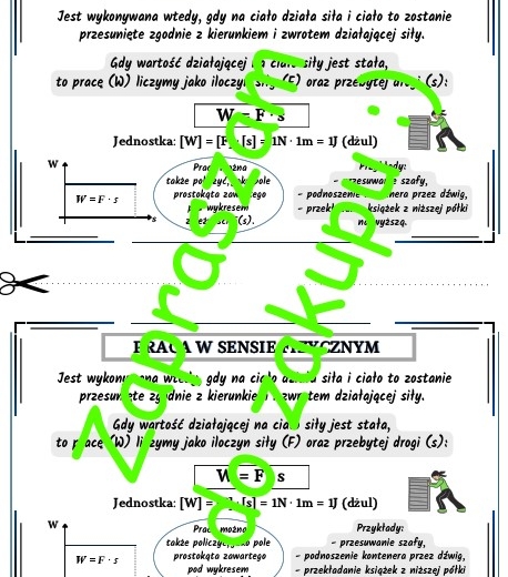 Praca w sensie fizycznym - notatka do zeszytu