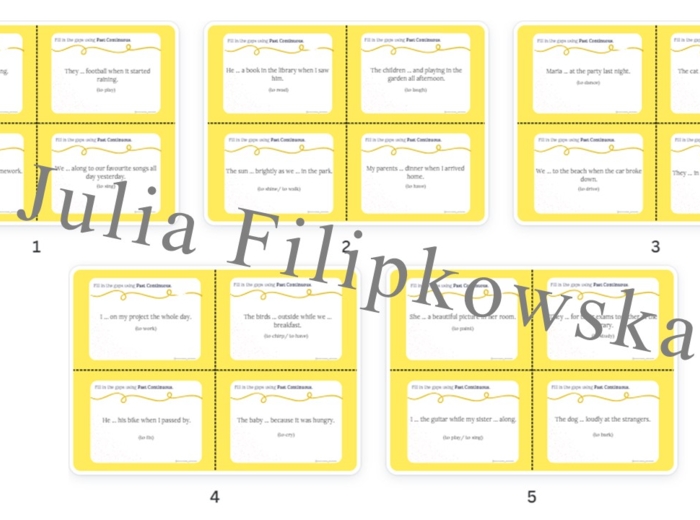 Past Continuous/ Karty do mówienia/ Mówienie/ Speaking/ Zestaw/ Pakiet/ Klasy 4-8/ Klasy 4-6/ Klasy 6-8/ SP/ Warm-up/ Rozgrzewka/ Gramatyka/ Grammar/ Speaking cards grammar/ Grammar cards/ E8
