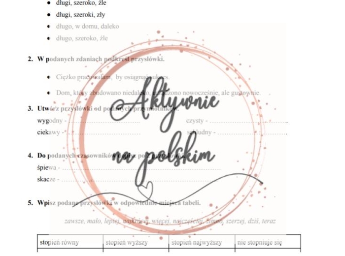 Przysłówek - kartkówka