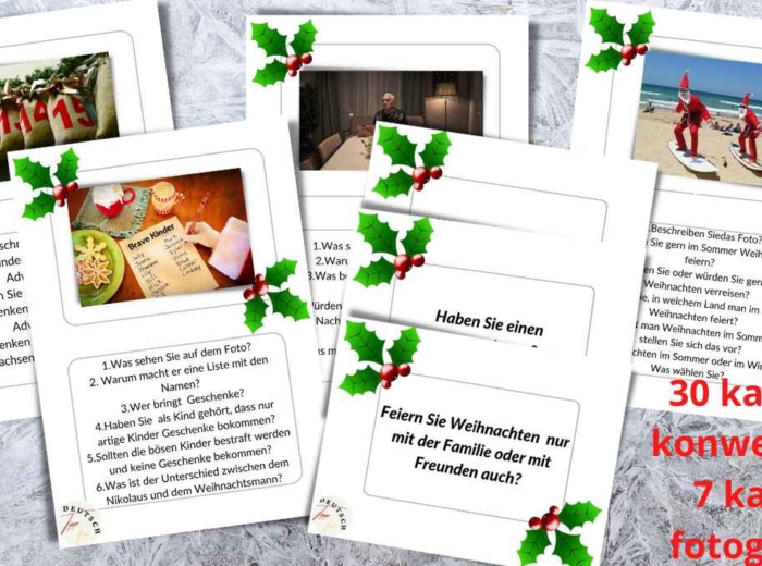 Język niemiecki - Weihnachten - karty do konwersacji