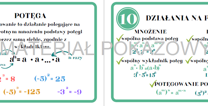 Matematyczne fiszki - liczby, cechy podzielności, liczby rzymskie, potęgi, pierwiastki