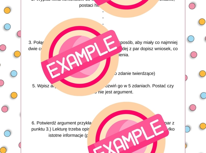 Wypracowanie maturalne, schemat do ćwiczeń, planer, pdf