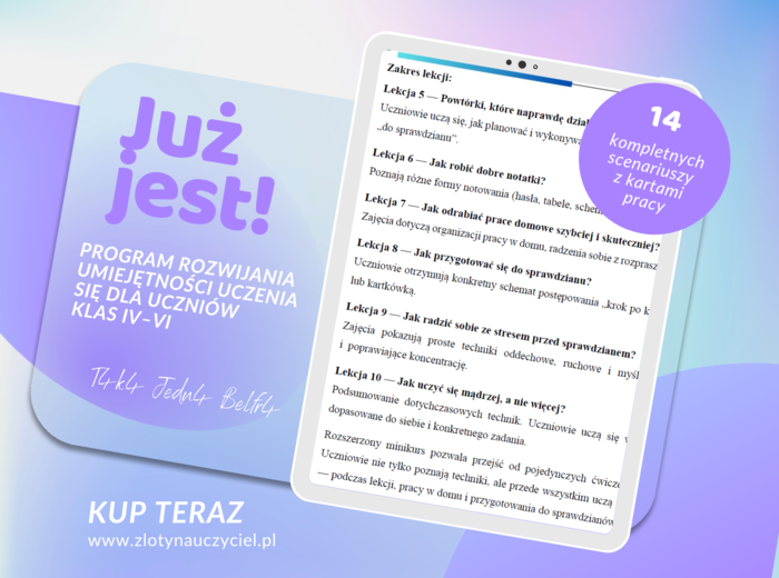 „SUPERPAMIĘĆ  – UCZYMY SIĘ, JAK SIĘ UCZYĆ” CZ. I - MINIKURS ROZWIJANIA UMIEJĘTNOŚCI UCZENIA SIĘ  DLA UCZNIÓW KLAS IV–VI