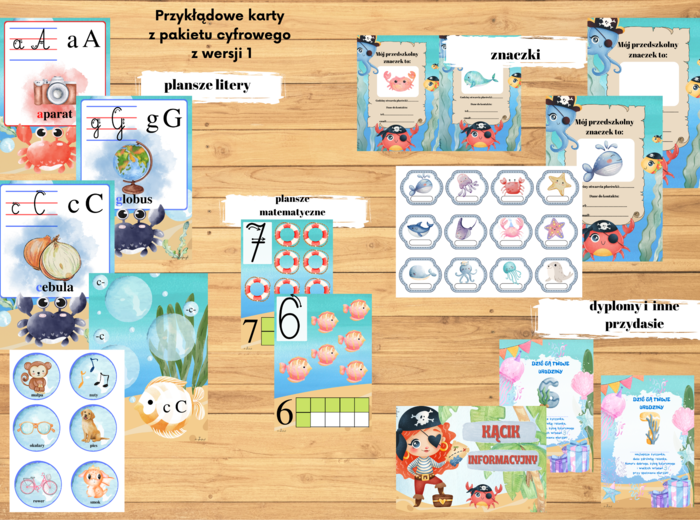 Morska paczka -plansze i pomoce oraz kalendarz z krabem