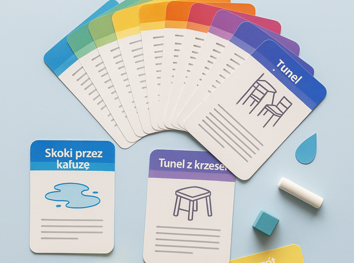 Deszczowy tor przeszkód – karty zadań ruchowych