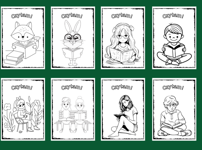 CZYTAM! - kolorowanka – kolorowanki – biblioteka – świetlica – przedszkole – 36 wersji