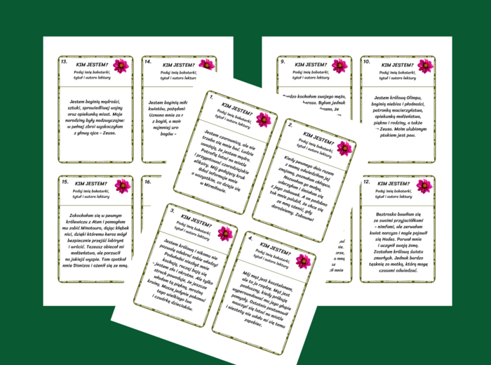 BOHATERKI LEKTUR 4-6 – KIM JESTEM? fiszki – 22 szt. – Dzień Kobiet – egzamin – powtórka + odpowiedzi