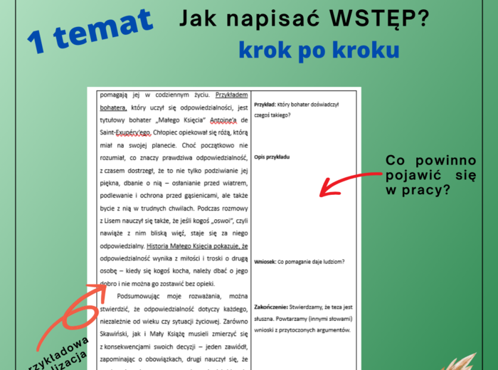 Rozprawka do uzupełnienia - egzamin ósmoklasisty (1 temat - odpowiedzialność)