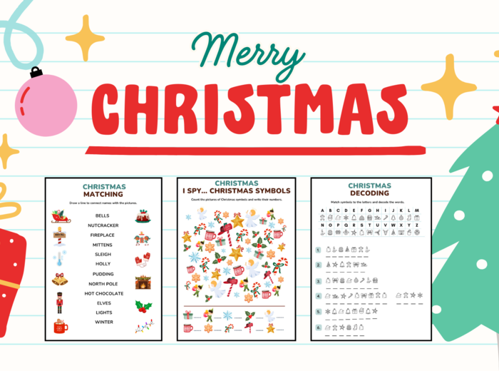 CHRISTMAS MEGA PACK – zestaw gier, kart pracy i aktywności świątecznych dla klas 1–3 | Christmas Worksheets (wykreślanki, kodowanie, krzyżówka, kolorowanki, gry typu memory, domino, Ja mam... Kto ma...i WIĘCEJ!)
